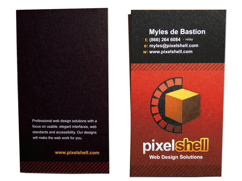 Front & Back of our Pixelshell Business Card Front & Back of our Pixelshell Business Card