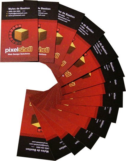 pixelshell business cards arranged in a shell layout pixelshell business cards arranged in a shell layout