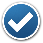 Illustration of a white tick sign in a blue circle